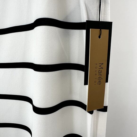 Maree Pour Toi pull on wide leg cropped pants black white stripe Size 12 - Picture 4 of 6